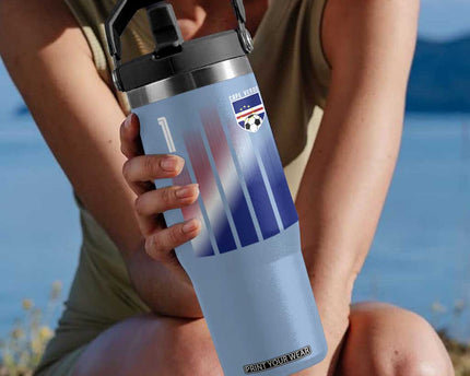 Cape Verde Flag Retro Sports Cabo Verdean Roots Flip Straw Tumbler