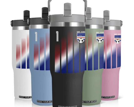 Cape Verde Flag Retro Sports Cabo Verdean Roots Flip Straw Tumbler