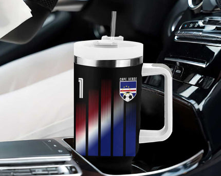 Cape Verde Flag Retro Sports Cabo Verdean Roots Tumbler With Handle