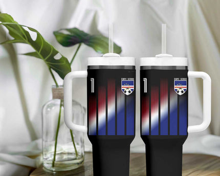 Cape Verde Flag Retro Sports Cabo Verdean Roots Tumbler With Handle
