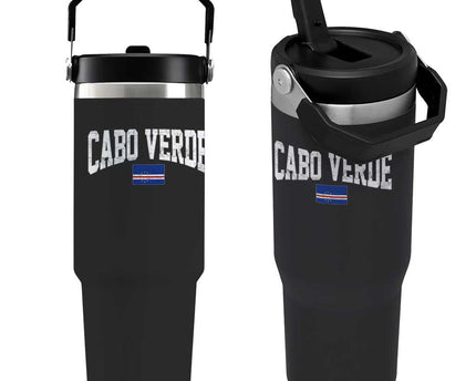 Cabo Verde Sports Throwback Flip Straw Tumbler Cape Verdean Pride Lovers