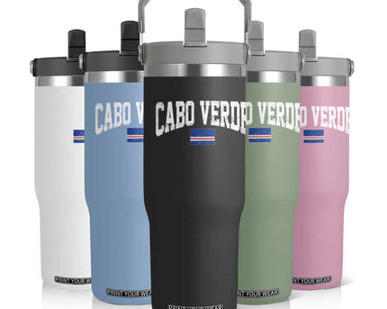 Cabo Verde Sports Throwback Flip Straw Tumbler Cape Verdean Pride Lovers