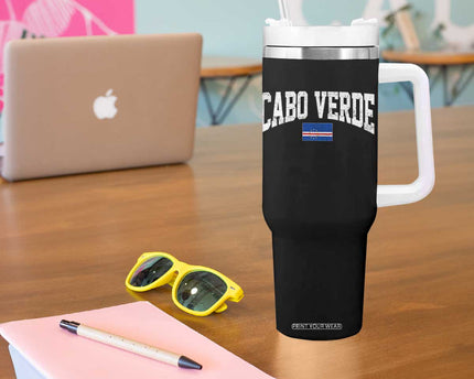Cabo Verde Sports Throwback Tumbler With Handle Cape Verdean Pride Lovers