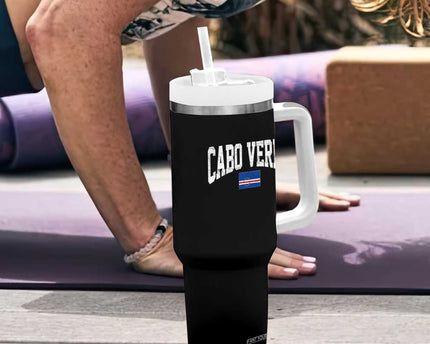Cabo Verde Sports Throwback Tumbler With Handle Cape Verdean Pride Lovers