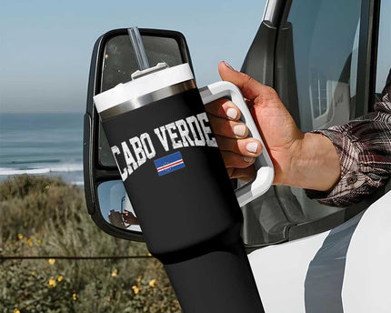 Cabo Verde Sports Throwback Tumbler With Handle Cape Verdean Pride Lovers