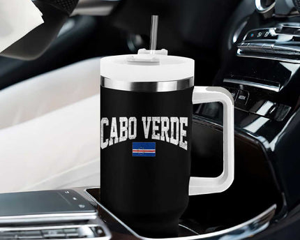Cabo Verde Sports Throwback Tumbler With Handle Cape Verdean Pride Lovers