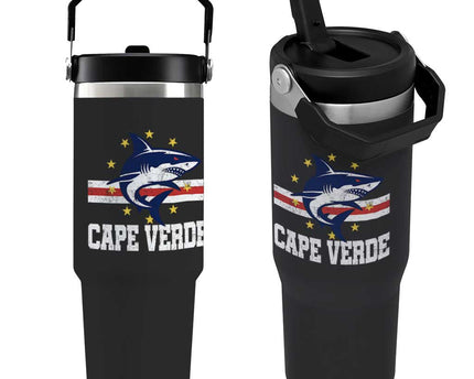 Vintage Cape Verde Shark Cabo Verdean Roots Flip Straw Tumbler