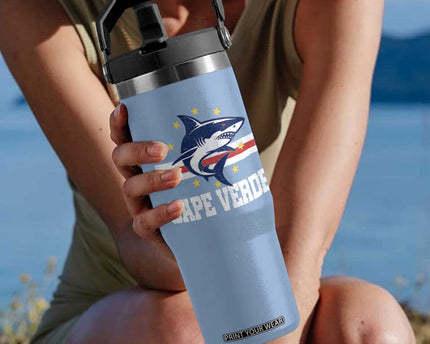 Vintage Cape Verde Shark Cabo Verdean Roots Flip Straw Tumbler