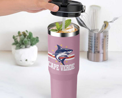 Vintage Cape Verde Shark Cabo Verdean Roots Flip Straw Tumbler