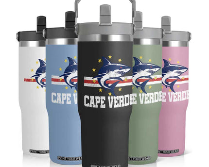 Vintage Cape Verde Shark Cabo Verdean Roots Flip Straw Tumbler
