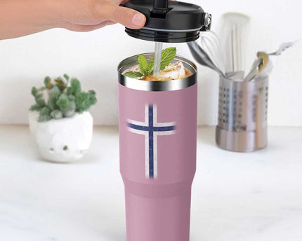 Norway Flag Distressed Nordic Symbol Norwegian Fans Flip Straw Tumbler