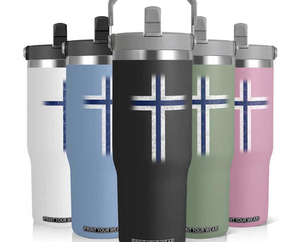Norway Flag Distressed Nordic Symbol Norwegian Fans Flip Straw Tumbler