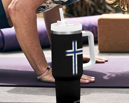 Norway Flag Distressed Nordic Symbol Norwegian Fans Tumbler With Handle