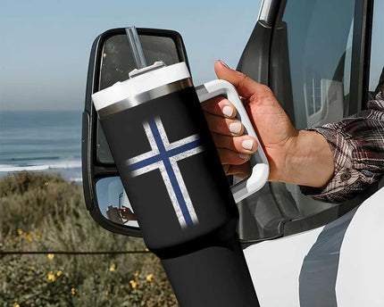 Norway Flag Distressed Nordic Symbol Norwegian Fans Tumbler With Handle