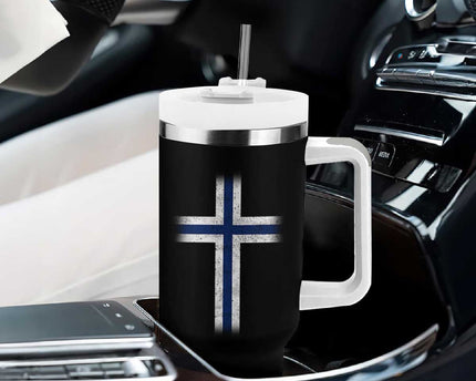 Norway Flag Distressed Nordic Symbol Norwegian Fans Tumbler With Handle