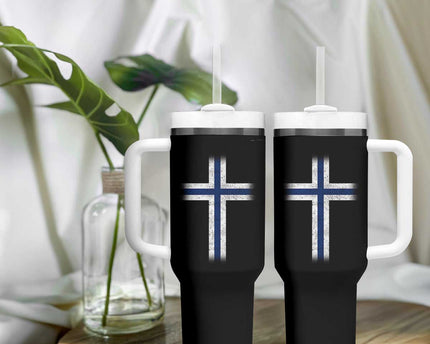 Norway Flag Distressed Nordic Symbol Norwegian Fans Tumbler With Handle