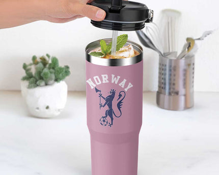 Norway Norwegian Lion Athletic Sports Jersey Style Flip Straw Tumbler