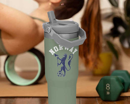 Norway Norwegian Lion Athletic Sports Jersey Style Flip Straw Tumbler