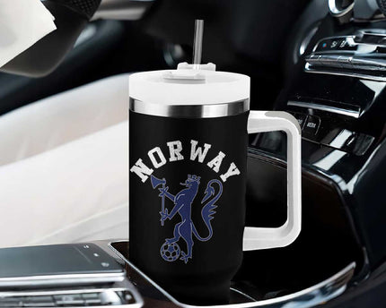Norway Norwegian Lion Athletic Sports Jersey Style Tumbler With Handle