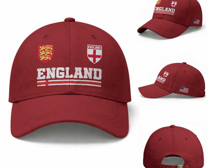 England Three Lions Symbol Red Cross Athletic Jersey Style Baseball Cap