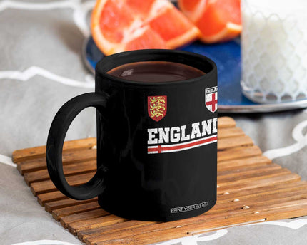 England Three Lions Symbol Red Cross Athletic Jersey Style Coffee Mug