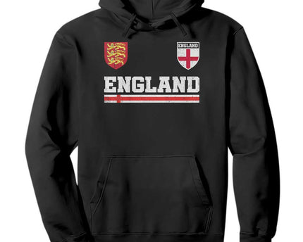 England Three Lions Symbol Red Cross Athletic Jersey Style Hoodie