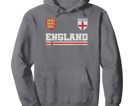 England Three Lions Symbol Red Cross Athletic Jersey Style Hoodie