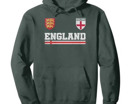 England Three Lions Symbol Red Cross Athletic Jersey Style Hoodie
