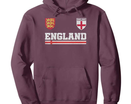 England Three Lions Symbol Red Cross Athletic Jersey Style Hoodie