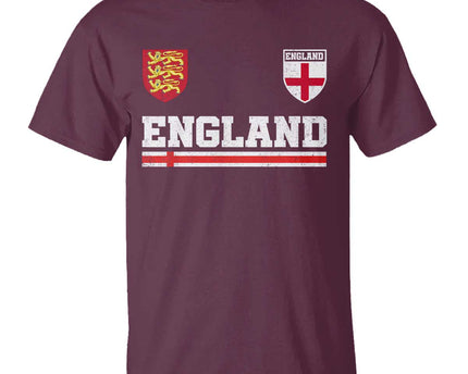 England Three Lions Symbol Red Cross Athletic Jersey Style T-Shirt