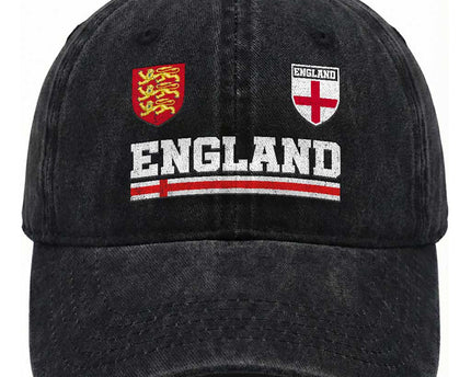 England Three Lions Symbol Red Cross Athletic Jersey Style Washed Cotton Baseball Cap