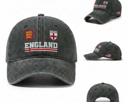 England Three Lions Symbol Red Cross Athletic Jersey Style Washed Cotton Baseball Cap
