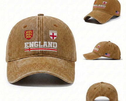 England Three Lions Symbol Red Cross Athletic Jersey Style Washed Cotton Baseball Cap
