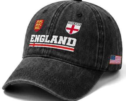 England Three Lions Symbol Red Cross Athletic Jersey Style Washed Cotton Baseball Cap