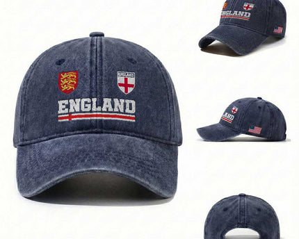 England Three Lions Symbol Red Cross Athletic Jersey Style Washed Cotton Baseball Cap