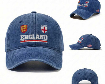 England Three Lions Symbol Red Cross Athletic Jersey Style Washed Cotton Baseball Cap