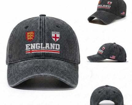 England Three Lions Symbol Red Cross Athletic Jersey Style Washed Cotton Baseball Cap