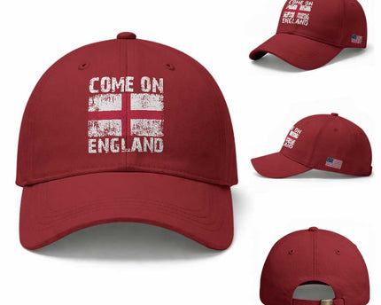 Come On England Baseball Cap Vintage St George Cross Flag Football Fan