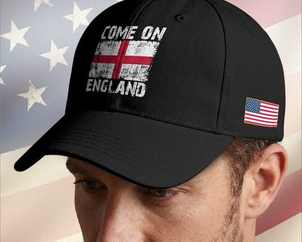 Come On England Baseball Cap Vintage St George Cross Flag Football Fan