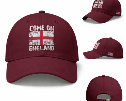 Come On England Baseball Cap Vintage St George Cross Flag Football Fan