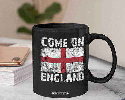Come On England Coffee Mug Vintage St George Cross Flag Football Fan