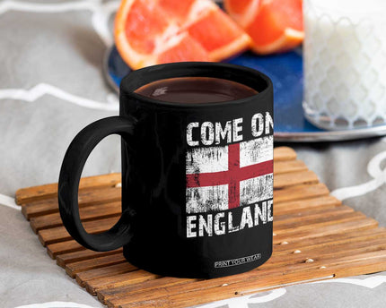 Come On England Coffee Mug Vintage St George Cross Flag Football Fan