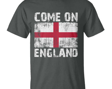 Come On England T-Shirt Vintage St George Cross Flag Football Fan