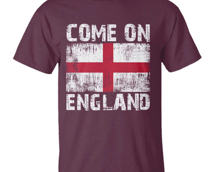 Come On England T-Shirt Vintage St George Cross Flag Football Fan
