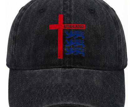 England Football St George Cross Three Lions Emblem Washed Cotton Baseball Cap