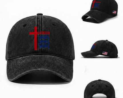England Football St George Cross Three Lions Emblem Washed Cotton Baseball Cap