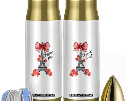 Joyeux Noel Eiffel Tower Bullet Tumbler Christmas In French Coquette Bow