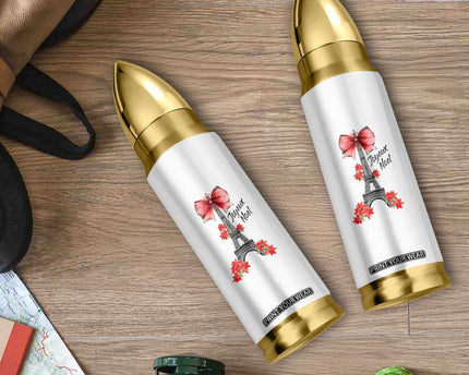 Joyeux Noel Eiffel Tower Bullet Tumbler Christmas In French Coquette Bow