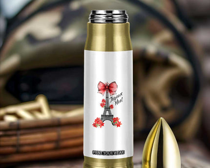 Joyeux Noel Eiffel Tower Bullet Tumbler Christmas In French Coquette Bow