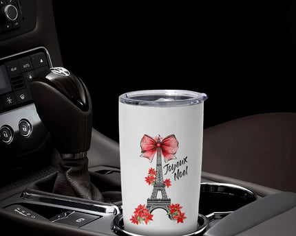 Joyeux Noel Eiffel Tower Tumbler Cup Christmas In French Coquette Bow